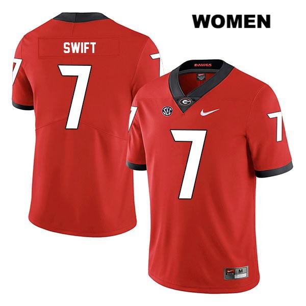 Georgia Bulldogs Women's D'Andre Swift #7 NCAA Legend Authentic Red Nike Stitched College Football Jersey ANQ5556KS